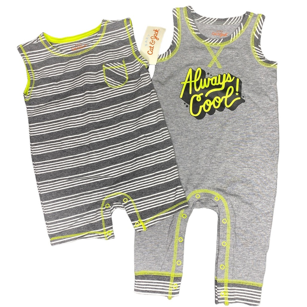 CAT & JACK 3-6 Months New Gray Fluorescent Yellow “Always Cool” Match …
